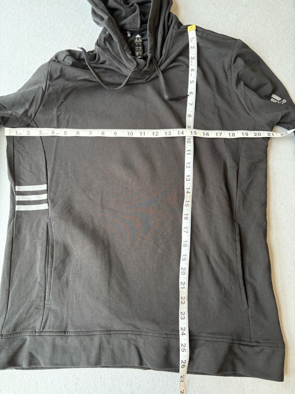 adidas Black Lightweight Hooded Pullover with Reflective Stripes MGM Cotton Sz M - Picture 6 of 7